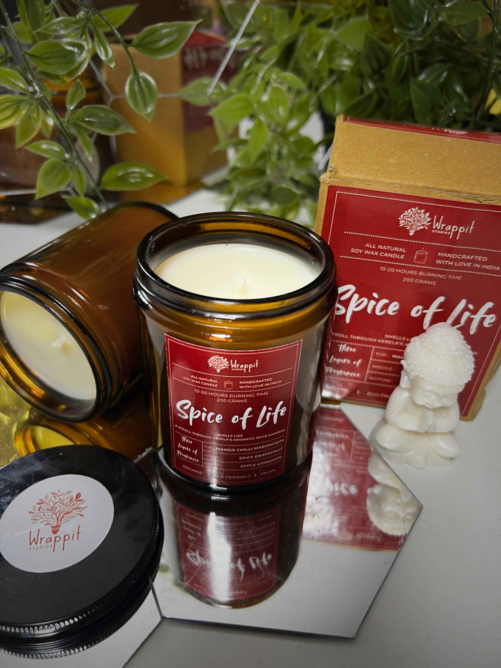 Spice Of Life – 3 Layered Designer Scented Soy Wax Amber Jar Candle | Aromatherapy | Handcrafted & Eco-Friendly