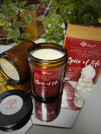 Spice Of Life – 3 Layered Designer Scented Soy Wax Amber Jar Candle | Aromatherapy | Handcrafted & Eco-Friendly